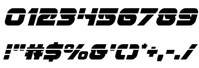 Jeebra Laser Italic Font OTHER CHARS