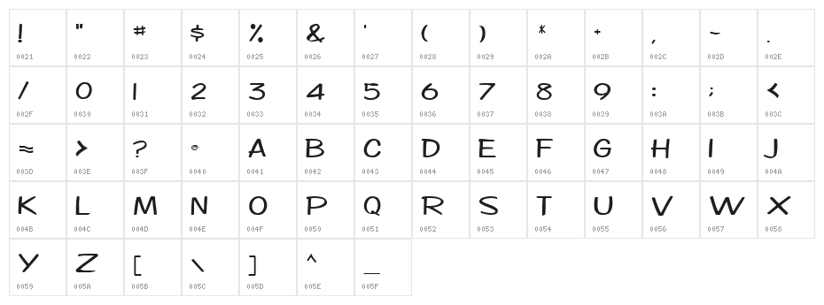 Jeff-Chris Bold Character Map