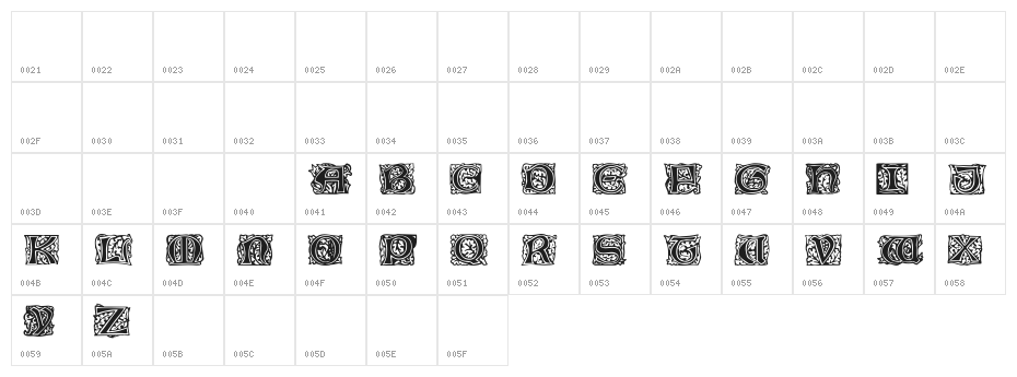 Jeff Regular Character Map