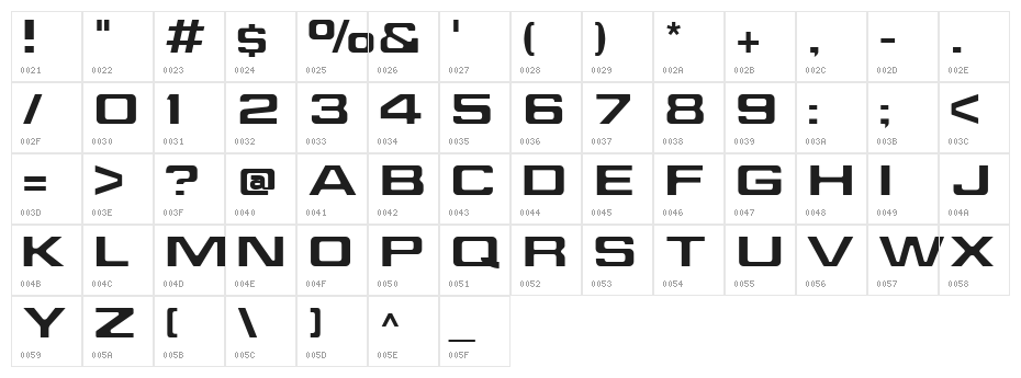 Jefferies Extended Character Map