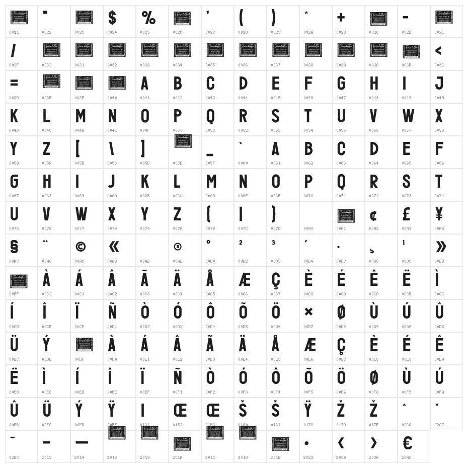 Jefith Personal Use Character Map