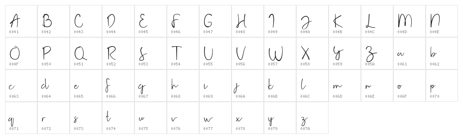 Jellaine-Bold Character Map