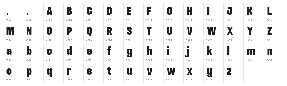 Jenko DEMO Regular Character Map