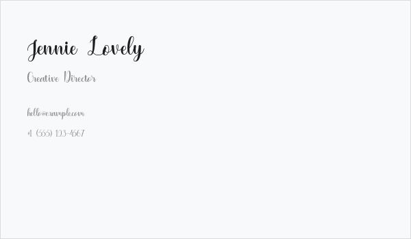 Jennie Lovely Business Card