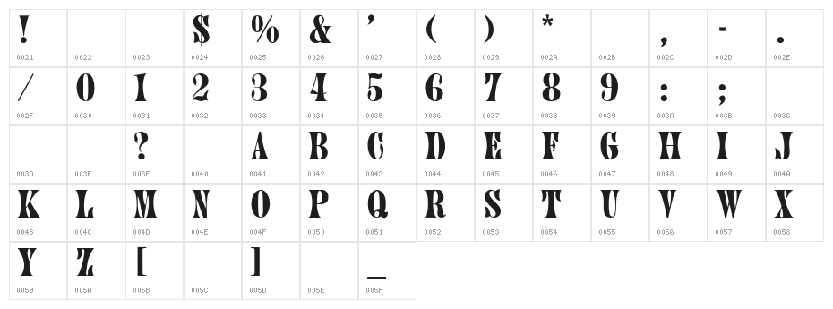 JenniferThin Character Map