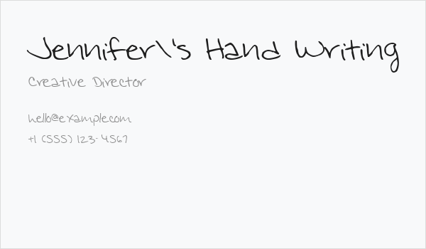 Jennifer's Hand Writing Business Card