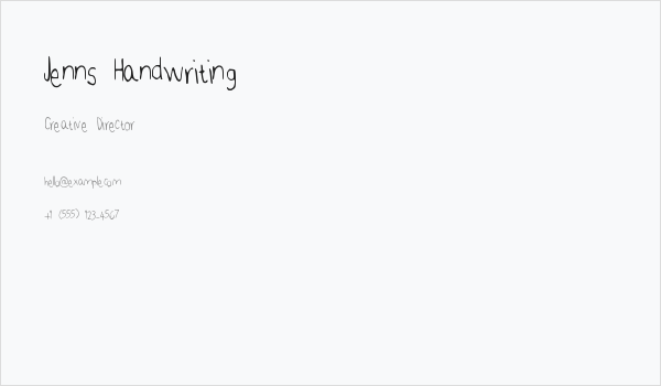 Jenns Handwriting Business Card