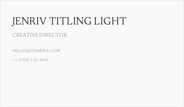 Jenriv Titling Light Business Card