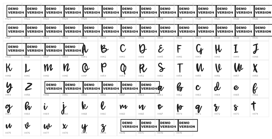 Jenthill Character Map
