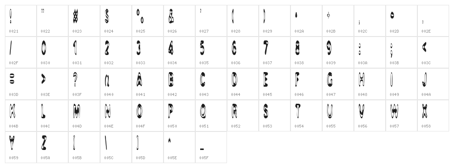 Jerry Bold Character Map