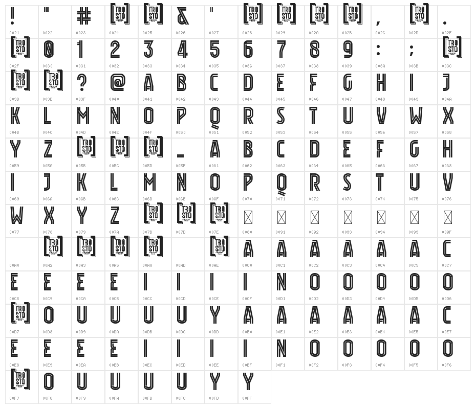 Jersey Font Personal Use Character Map