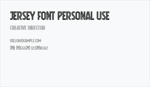 Jersey Font Personal Use Business Card