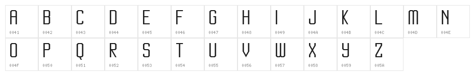 Jersey Slim Regular Character Map
