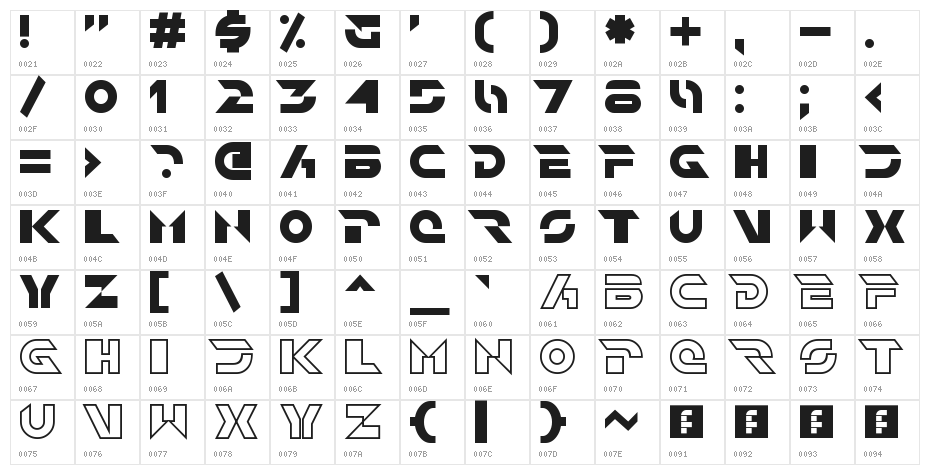 Jet Bradley Regular Character Map