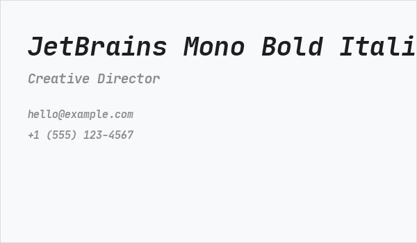 JetBrains Mono Bold Italic Business Card