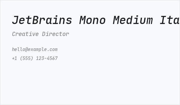 JetBrains Mono Medium Italic Business Card