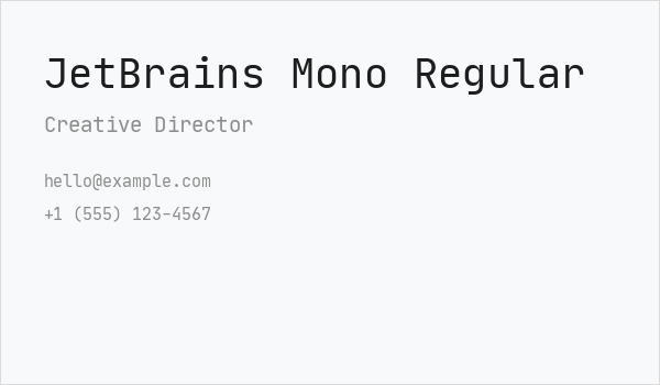 JetBrains Mono Regular Business Card