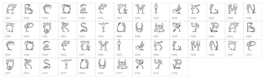 JF Flamingo Character Map