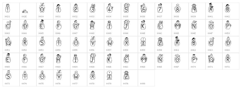 JFSnowbiz Character Map