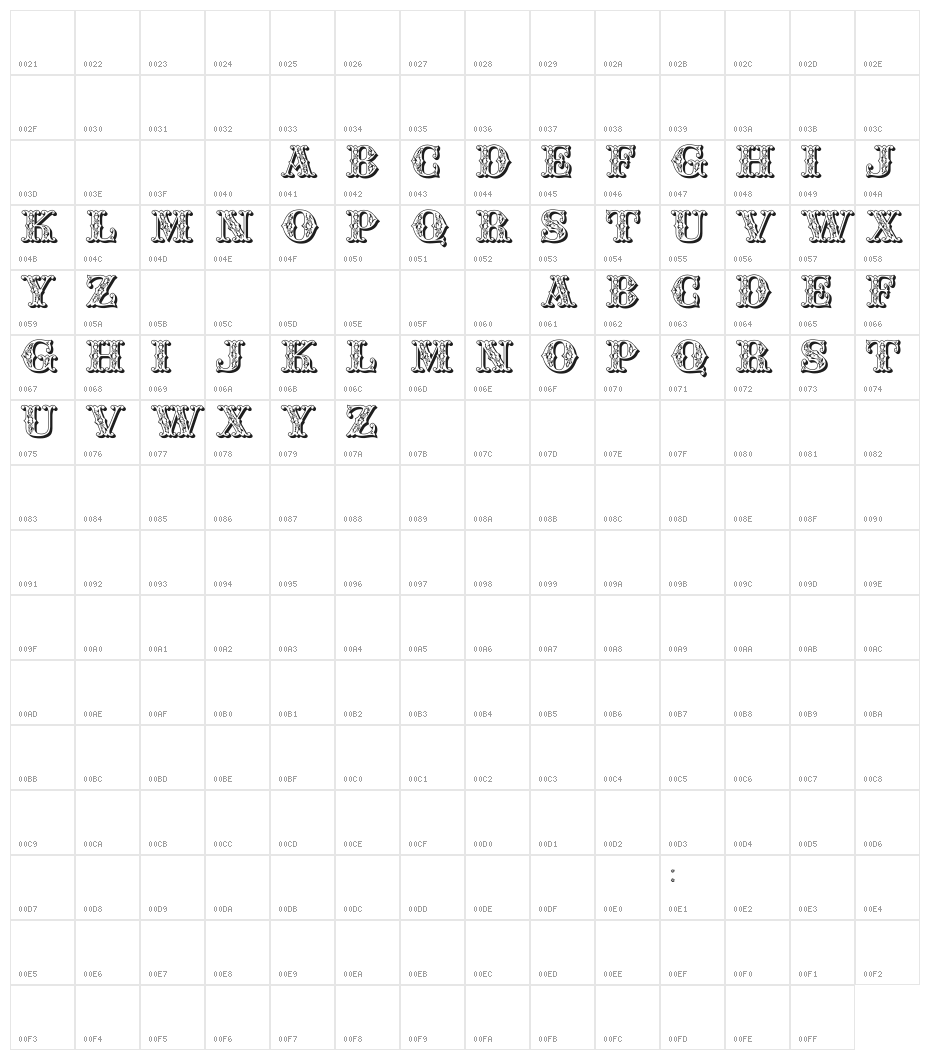 JFSpringFair Character Map