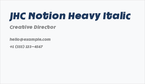 JHC Notion Heavy Italic Business Card