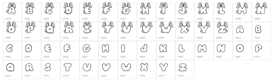 JI Bunny Caps Character Map