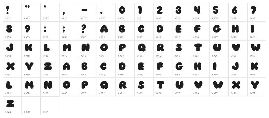 JI Chubby Caps Character Map