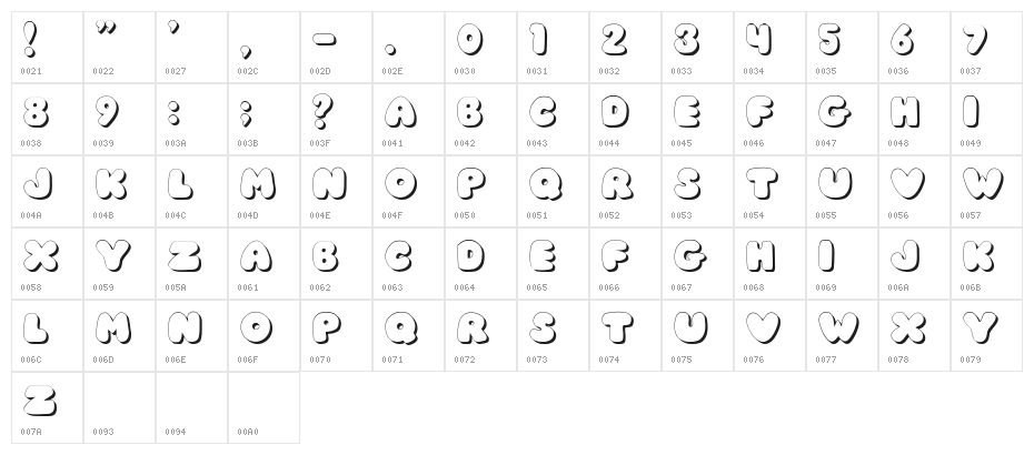 JI Chunky Caps Character Map
