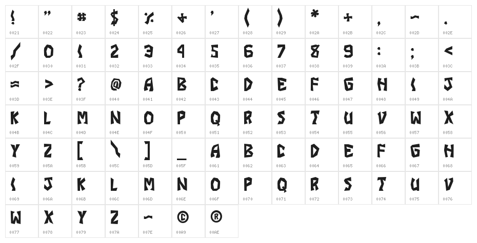 JI Duckabush Caps Character Map