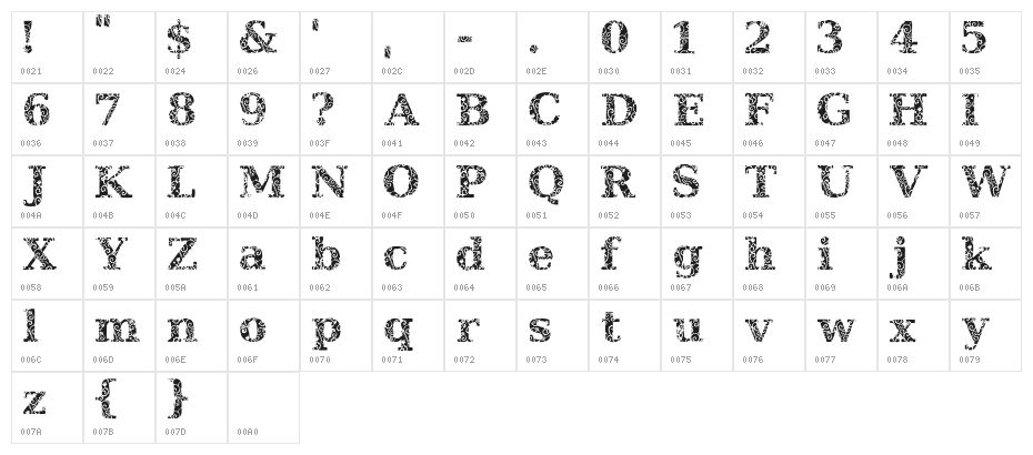 JI Hidden Vines Character Map