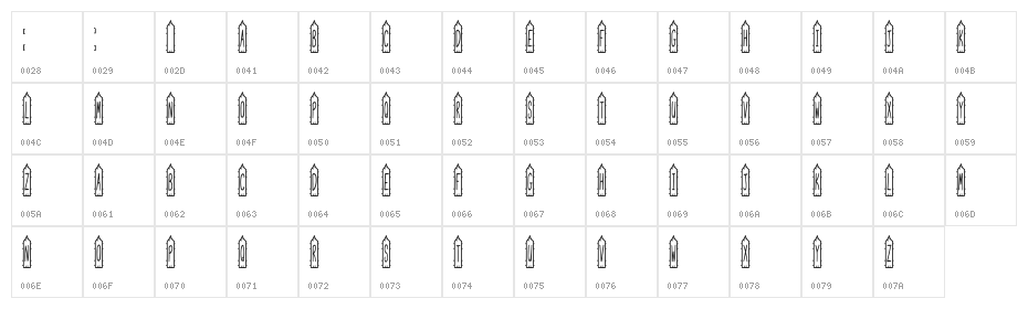 JI Picket Fence Character Map