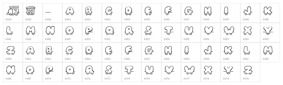 JI Toy Train Character Map