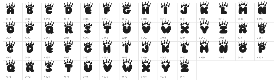 JI Tracks Character Map