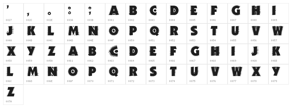 JICAMA Character Map