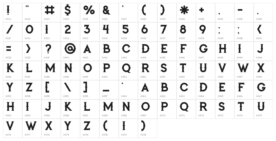 Jibril Regular Character Map