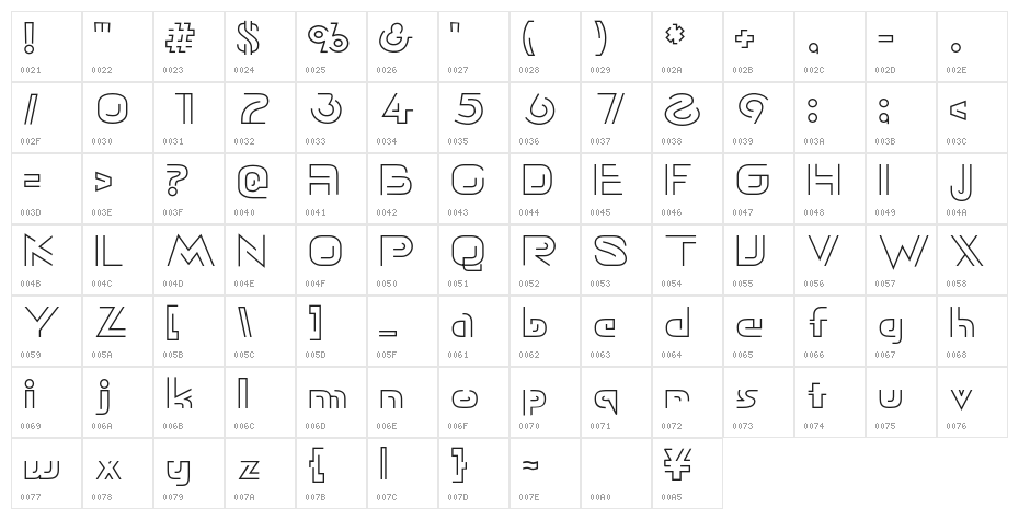 Jisen Normal Character Map
