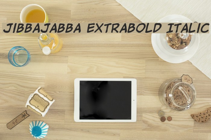 jibbajabba ExtraBold Italic Font examples