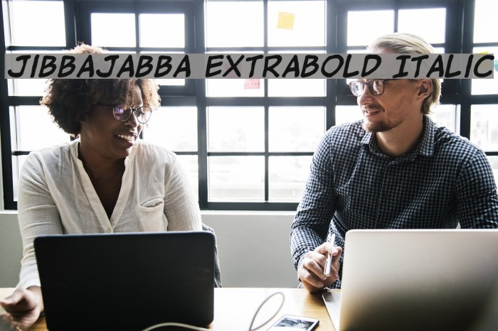 jibbajabba ExtraBold Italic Font examples