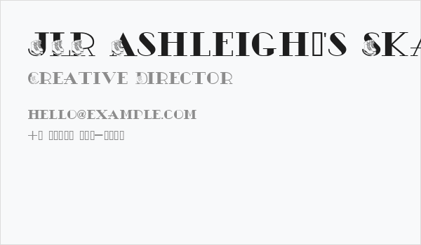 JLR Ashleigh's Skates Business Card