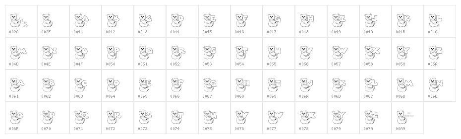 JLR Bearly There Character Map