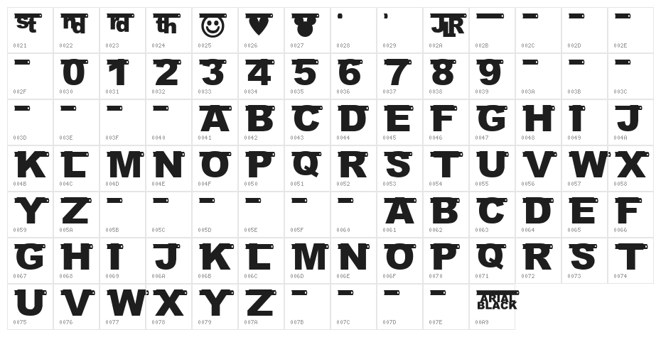 JLR Birthday Banner Character Map