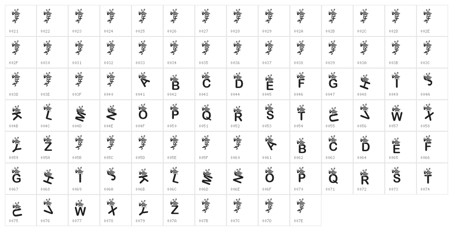 JLR Bizzy Beez Character Map