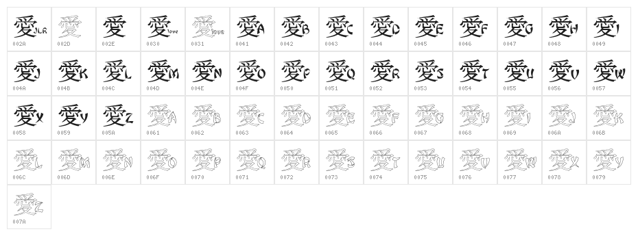 JLR Chinese Love Character Map
