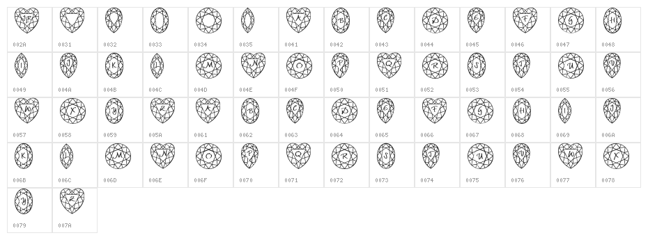 JLR Di's Gems Character Map
