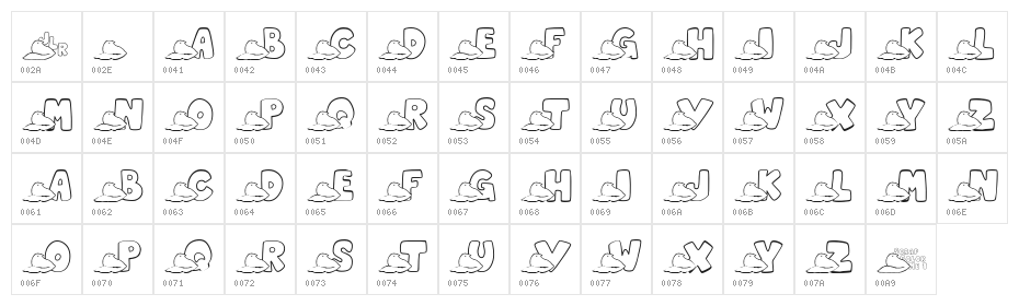 JLR Easter Peeps Character Map