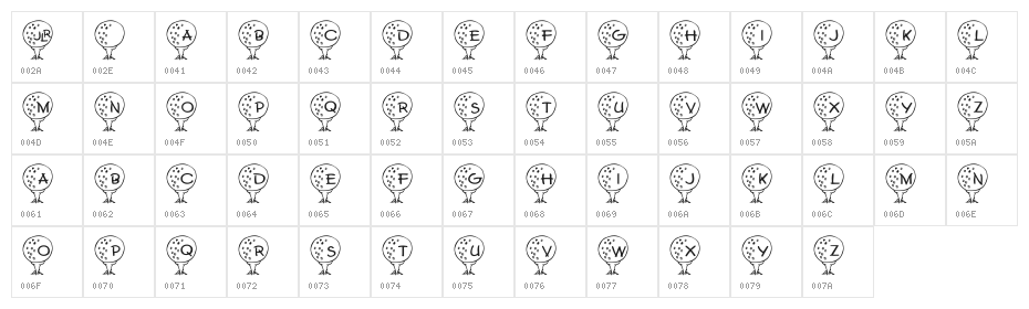 JLR Easy Tees Character Map