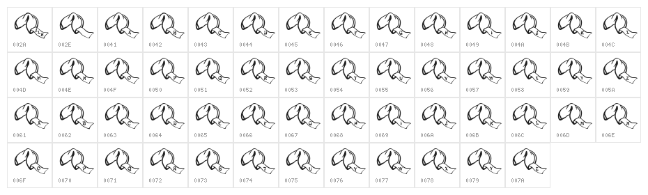 JLR Fortune Cookies Character Map