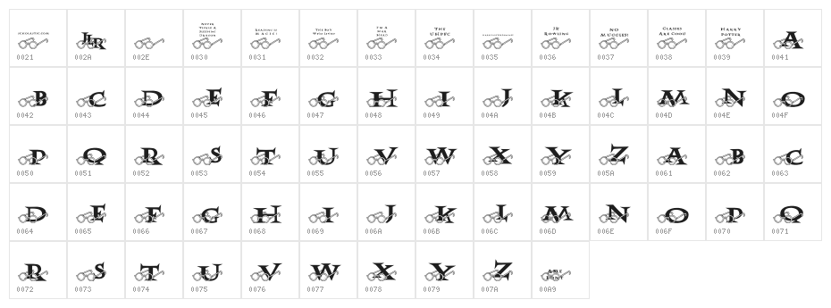 JLR Harry's Glasses Character Map