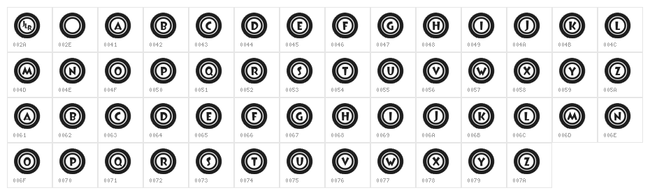 JLR Li'l Bit Tires Character Map