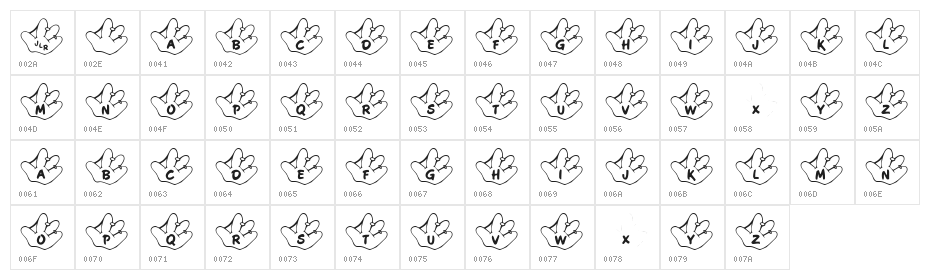 JLR Li'l Leeg Character Map